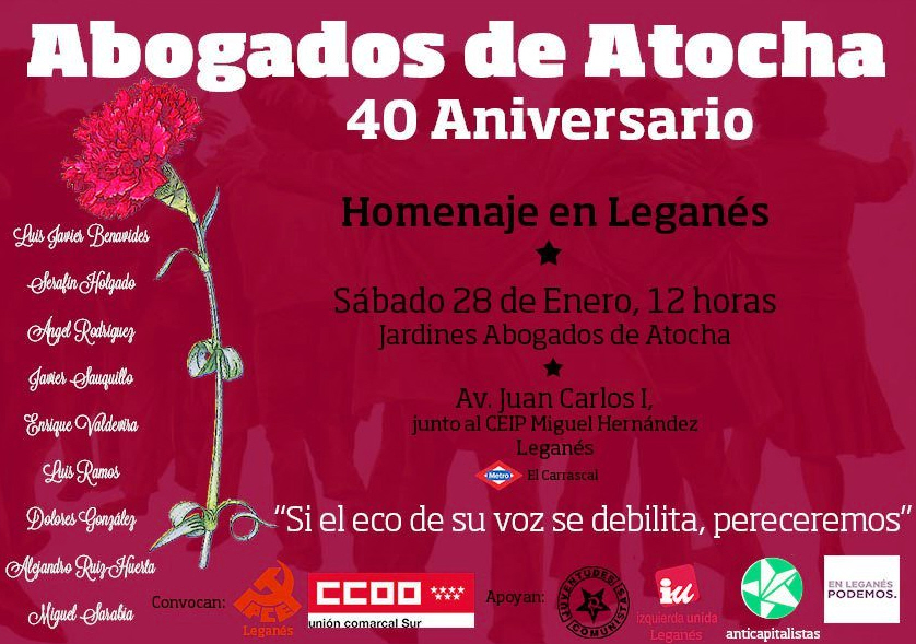 Actos de homenaje a los Abogados de Atocha, Leganés
