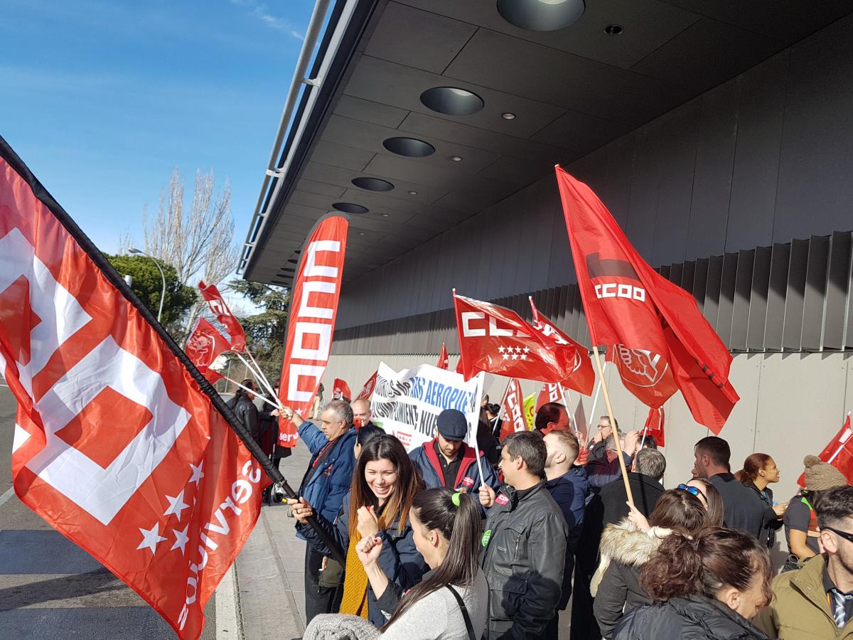 Huelga en la hostelería de Madrid-Barajas