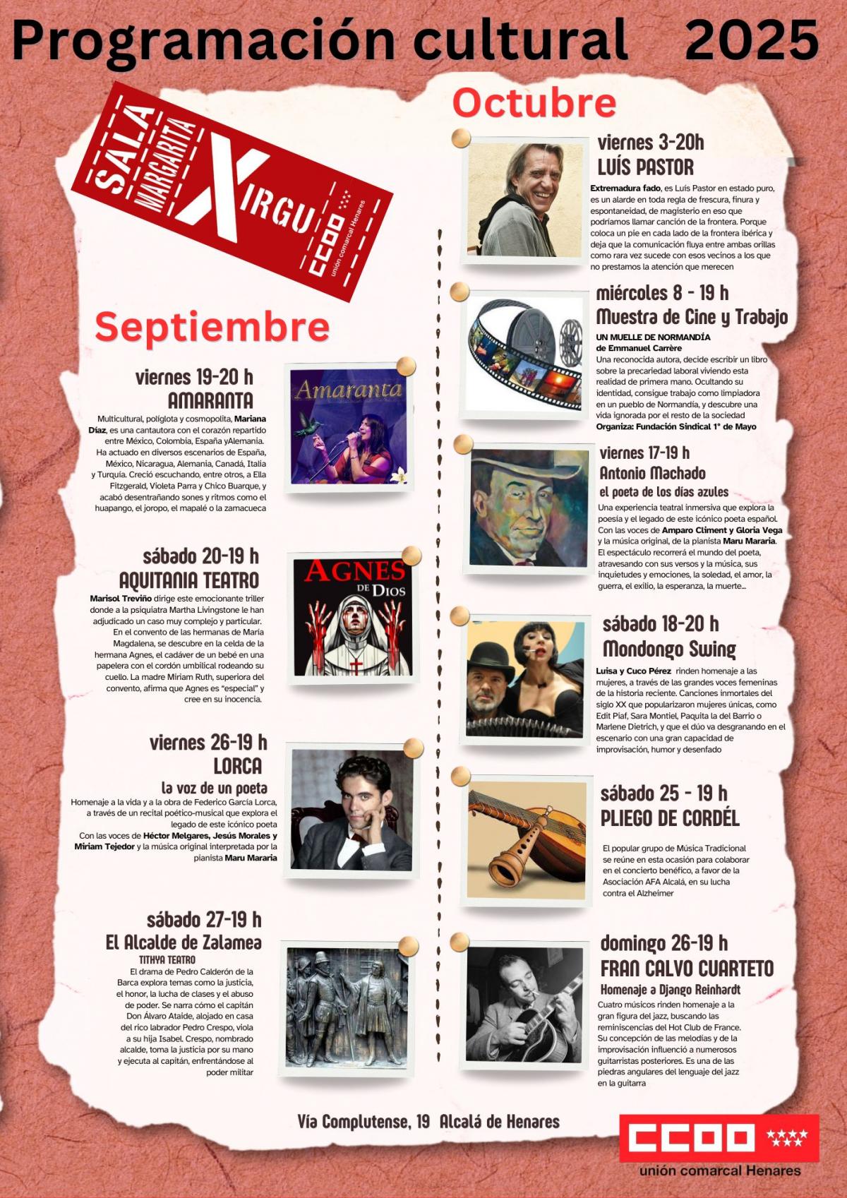 Programación Sala Margarita Xirgu Septiembre-Octubre 2025