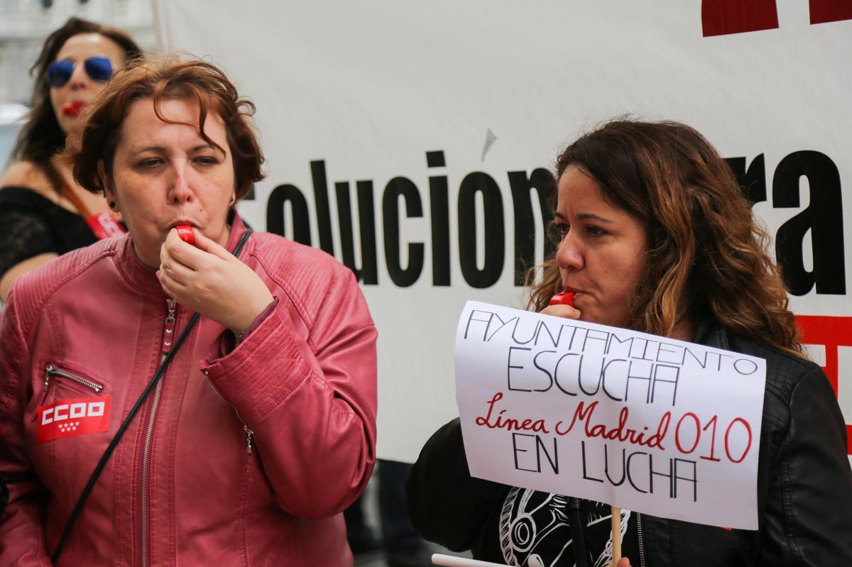 Protesta de la plantilla de Línea Madrid (archivo)