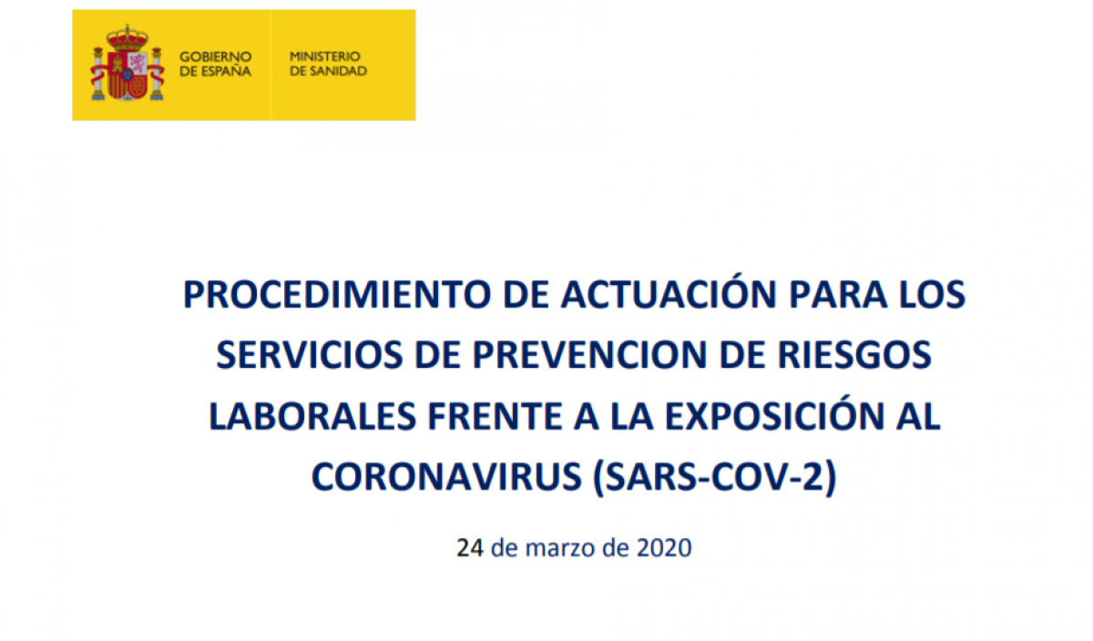Procedimiento de actuación para los servicios de prevención de riesgos laborales frente al Coronavirus (24-3-2020)