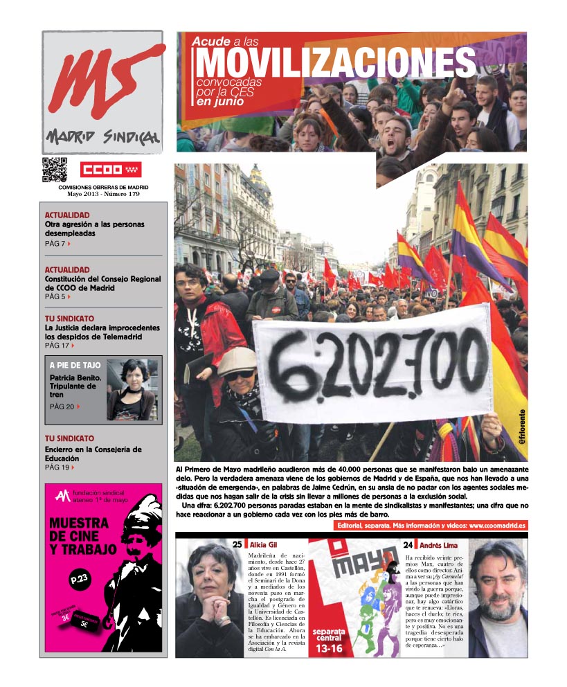 Madrid Sindical nº 179, Mayo 2013