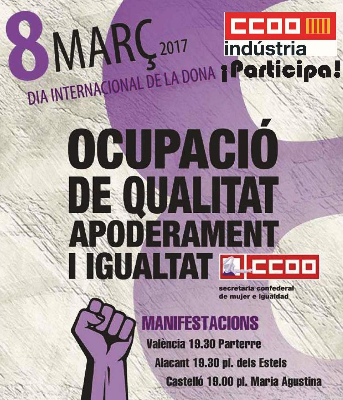 Cartel del día 8 de marzo del Pais Valenciano