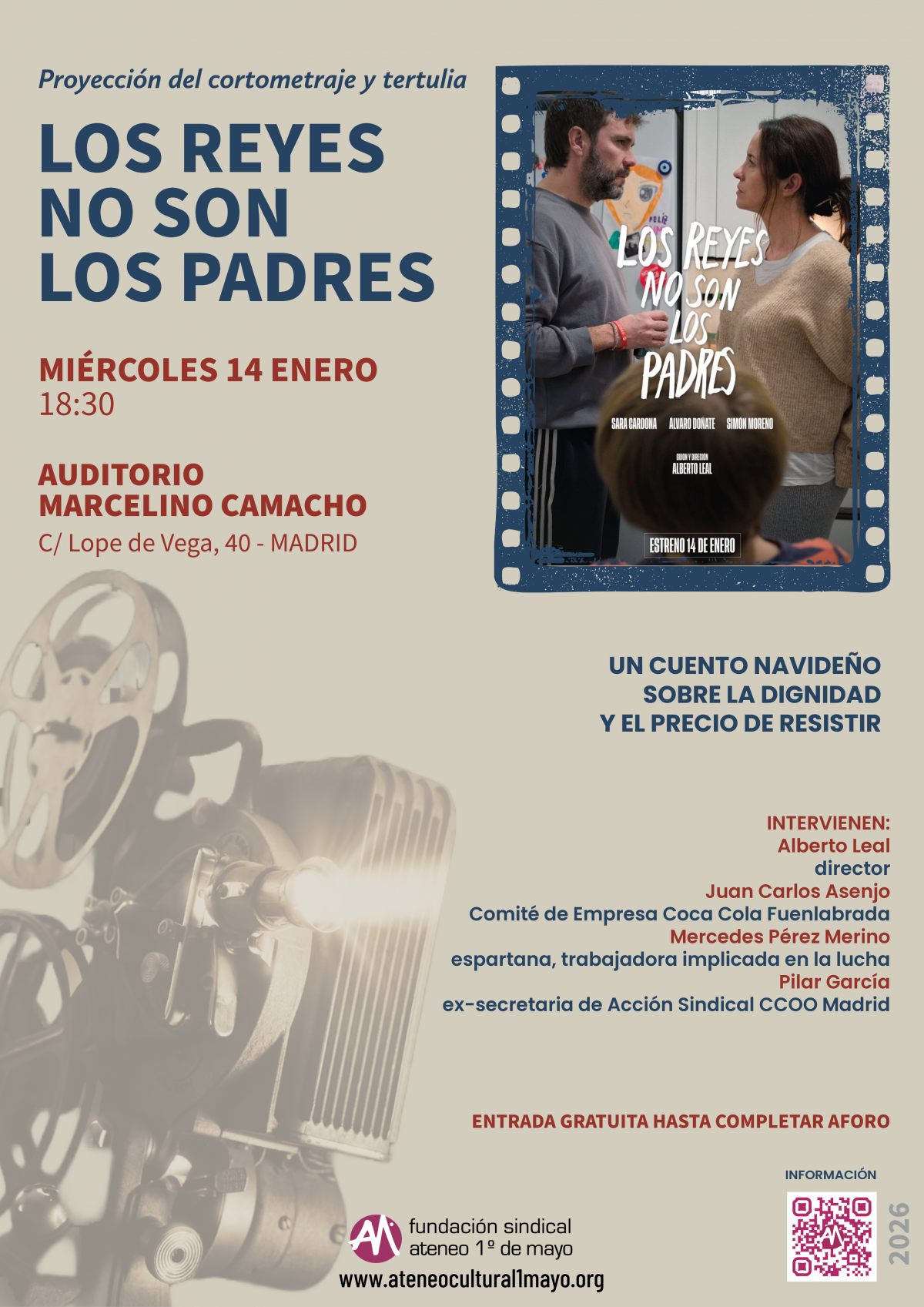 Cartel proyección cortometraje Los Reyes no son los padres