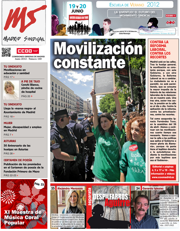 Madrid Sindical nº 169, Junio 2012