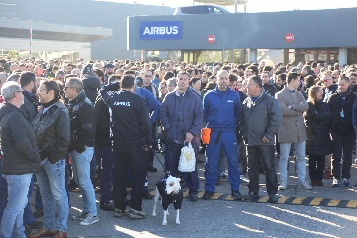 Concentración de trabajadores de Airbus de Getafe, el 21 de febrero de 2020